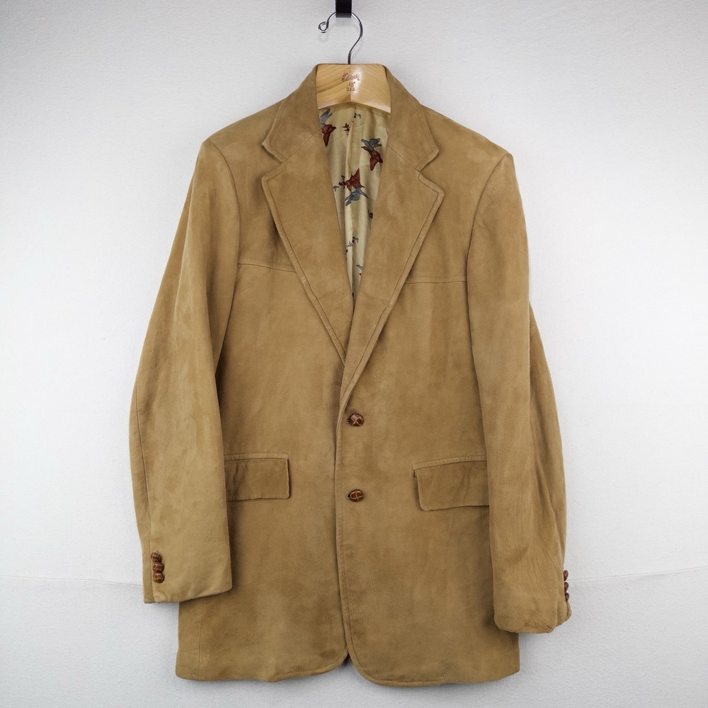 70's Vtg M.S. McClellan Mens 36 Leather Suede Sport Coat Jacket Camel Tan *Read